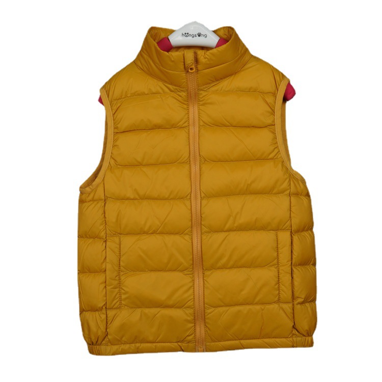 Autumn and Winter Boys and Girls Down Jacket Vest Solid Color Children's Vest Light and Thin Children's Coat Duck Down Short Horse Clip