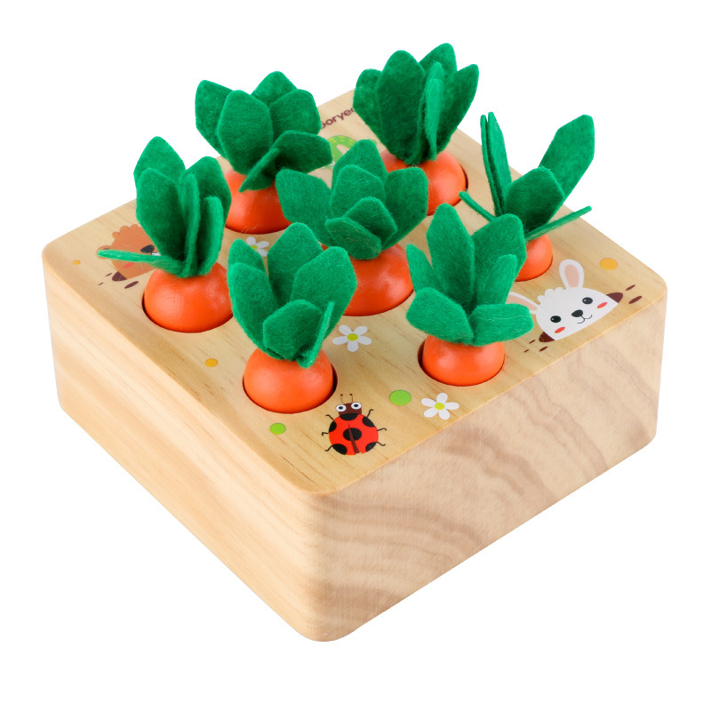 Cross-Border Baby Carrot Pulling Montessori Early Education Educational Toys Shape Matching Building Blocks Kidsren's Teaching Aids Carrot