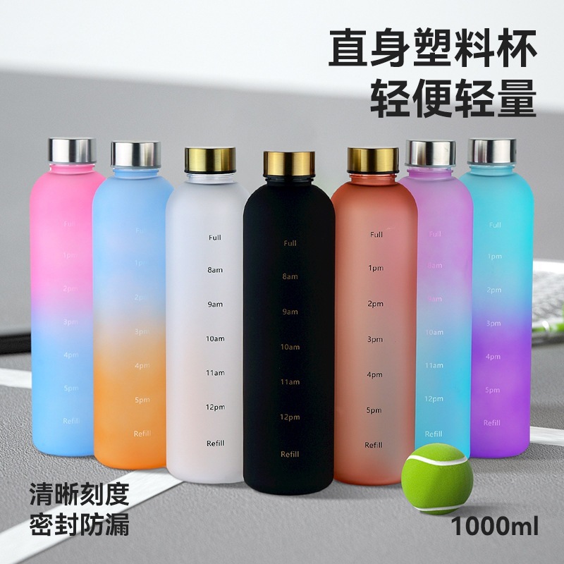 Time Scale Cup, Trendy Large-Capacity Cup, Plastic Transparent Water Cup for Drinking Water Goals, Simple and Stylish Water Cup with High Aesthetic Appeal