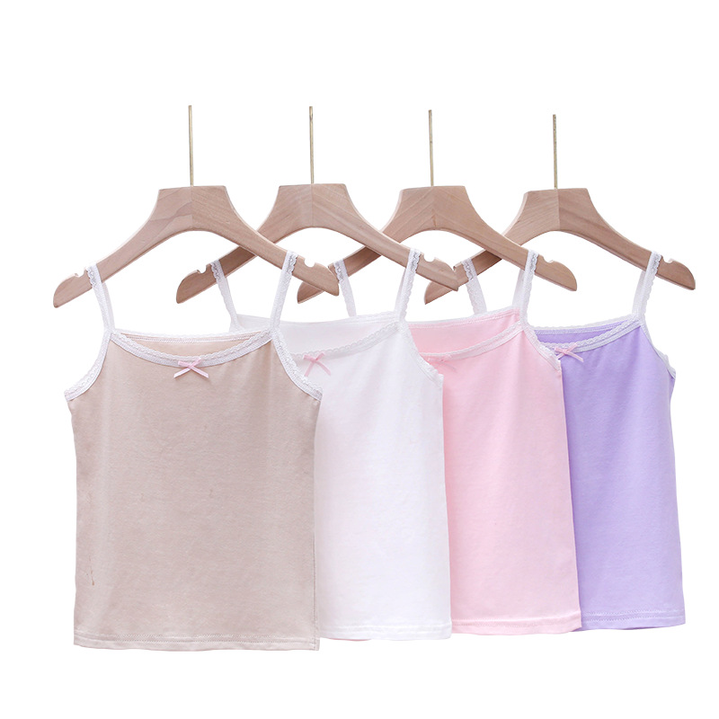 Girl's Summer 2023 Vest Pure Cotton Lace Little Girl Class a Baby Children's Wear Small Sling Children's Korean Style