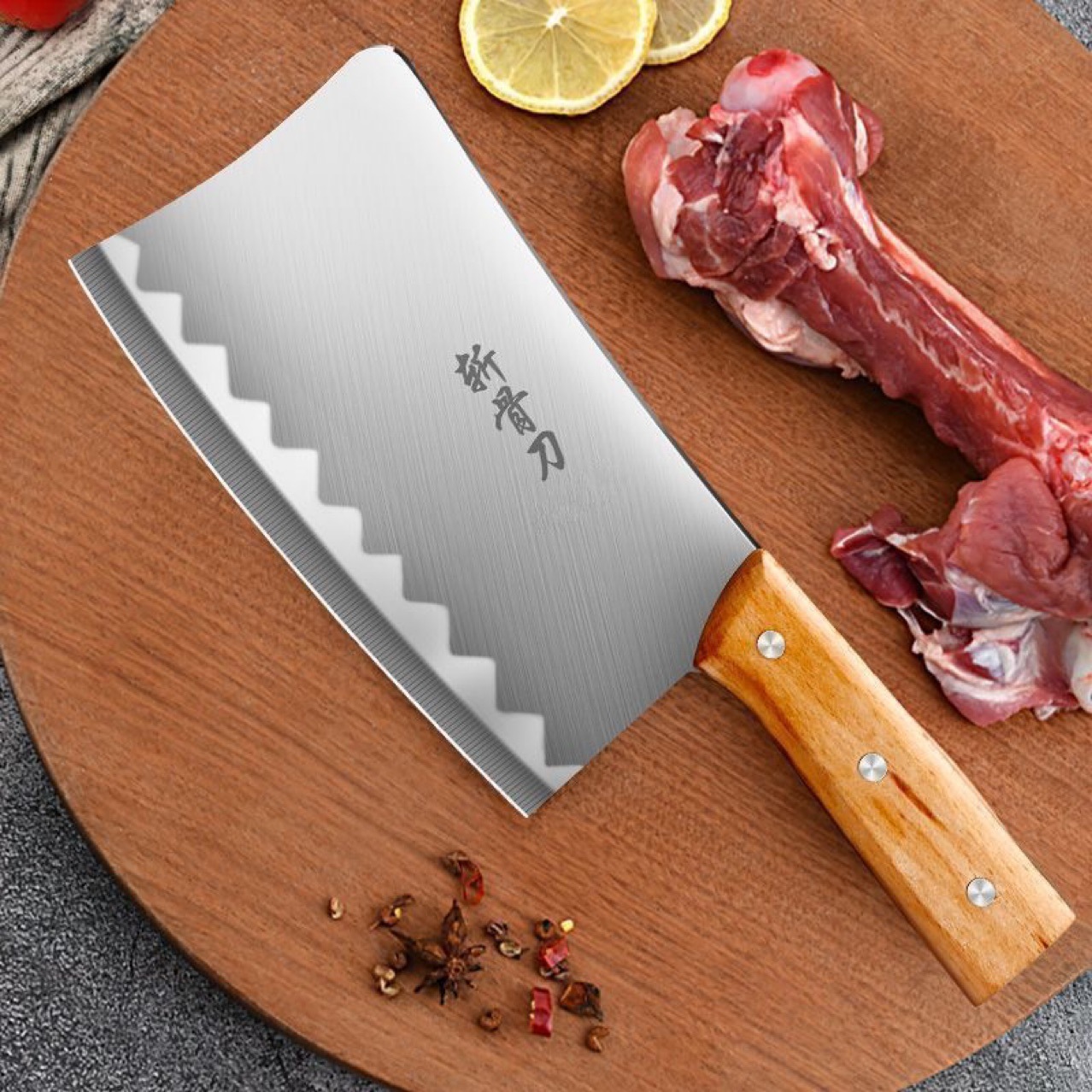 Hand-Forged Solid Wood Thick 2.5mm Chopping Knife Sharp Slicing and Bone Chopping Dual-Purpose Knife Chef's Household Kitchen Knife