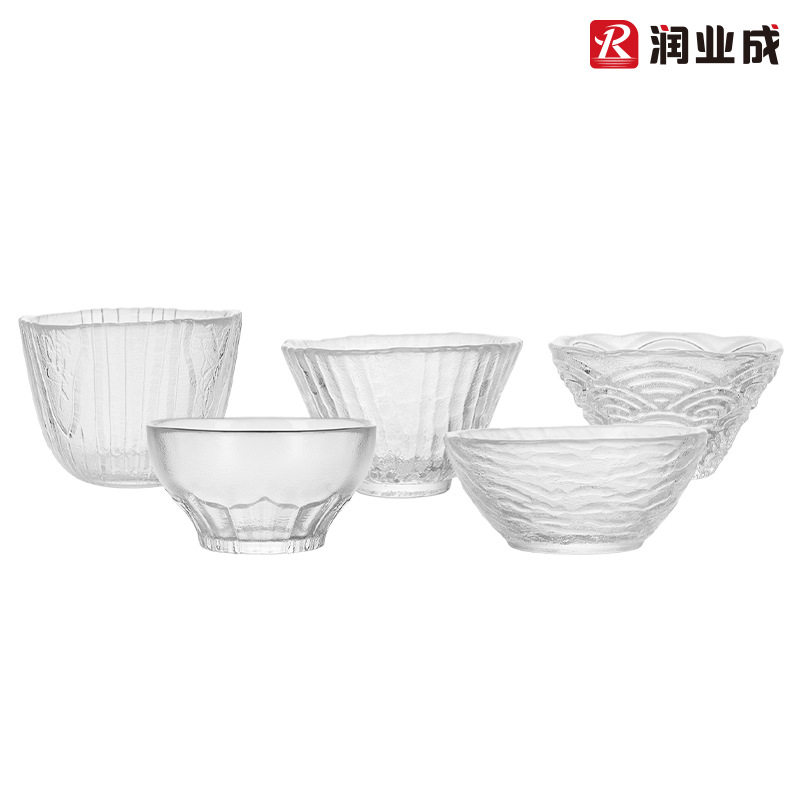 Japanese-Style Hammered Glass Small Tea Cup Tasting Cup with Logo Printed Gold-Rimmed Sake Cup Small Wine Cup Master Cup Transparent