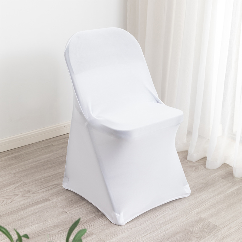 Cross-border foreign trade all-inclusive milk silk white elastic chair cover hotel wedding banquet chair cover chair seat cover 140g
