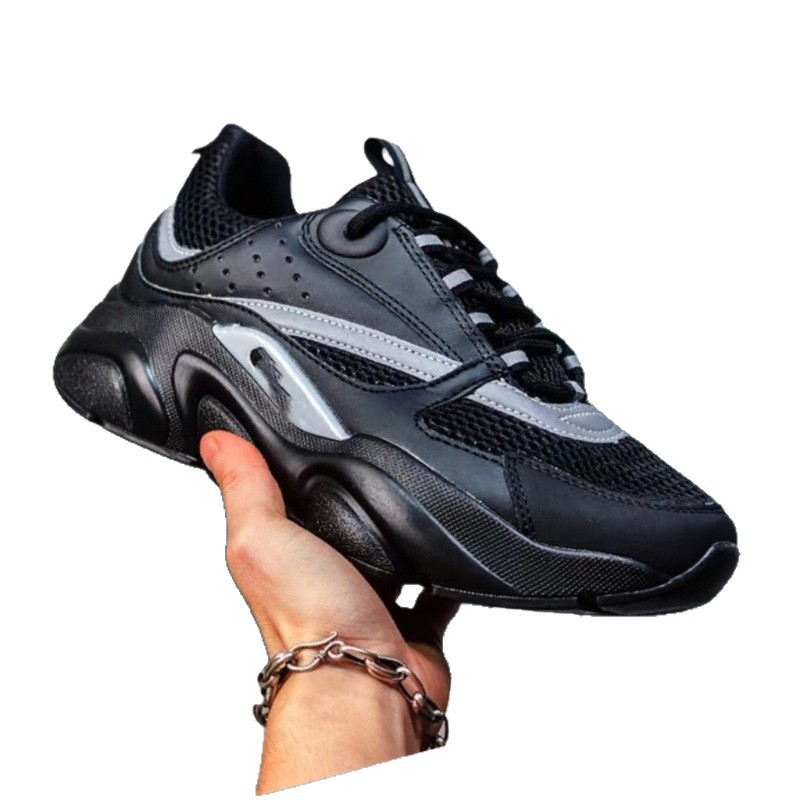 European Station B22 Height-Increasing Comfortable Non-Slip Dad Shoes Mesh Breathable Wear-Resistant Color-Block Fashion Sports Casual Men's Shoes