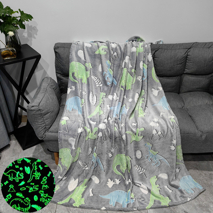 Cross-border Luminous Flannel Blanket Double-sided Fleece Cover Blanket Luminous Children's Blanket Cartoon Printed Fleece Blanket Wholesale