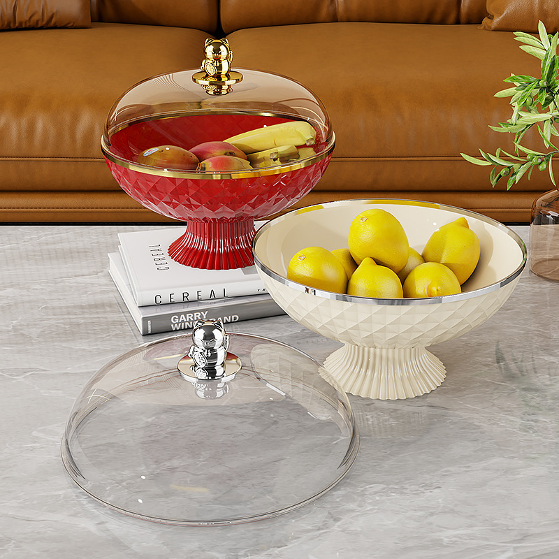 Fruit Plate Fruit Basin Living Room Desktop Storage Household Draining Basket Wedding Candy Box with Lid Style Variety