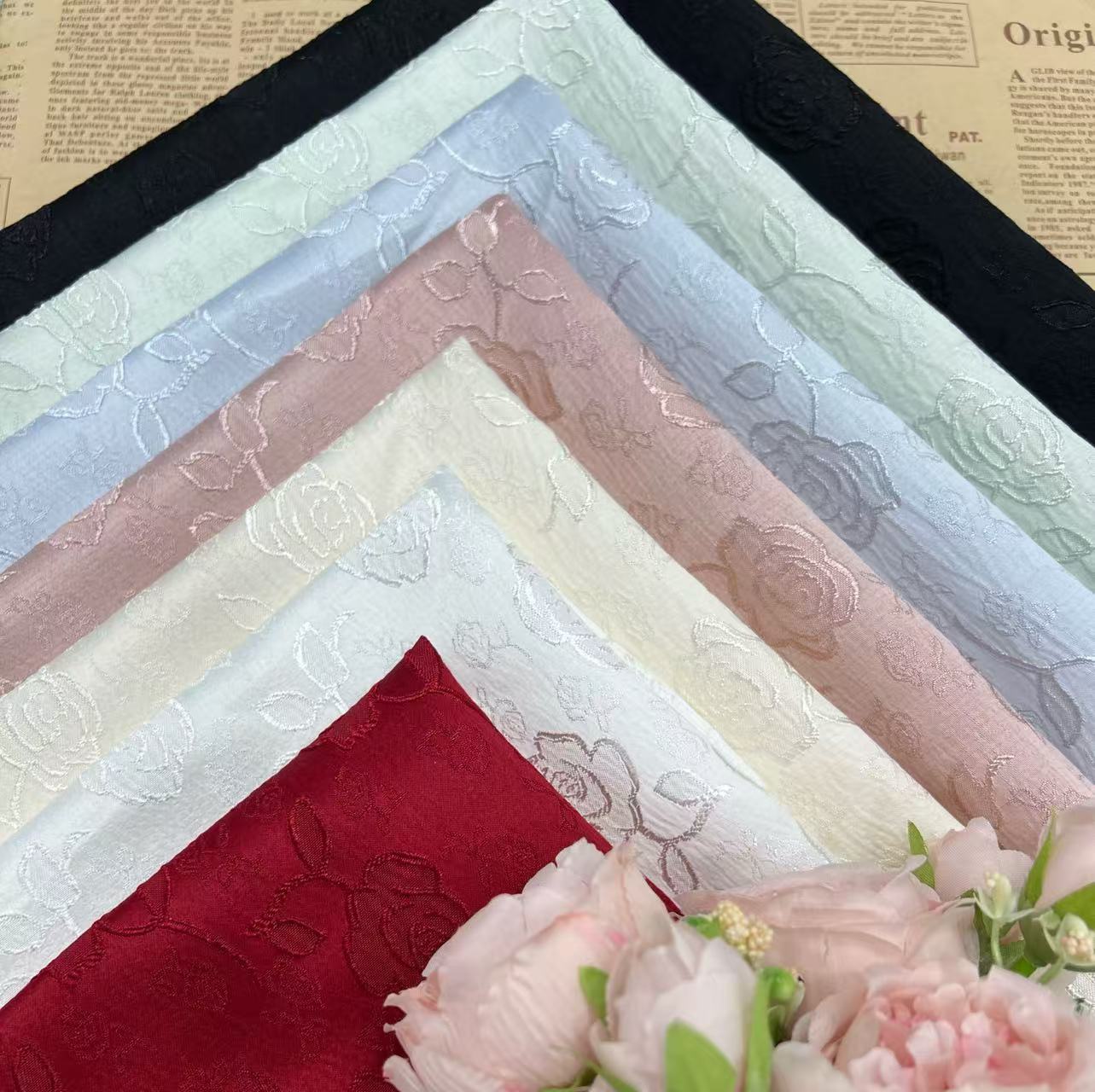 Embossed Rose Shiny Jacquard Fabric Women's and Children's Dress New Chinese-Style Cheongsam Suit Embossed Jacquard