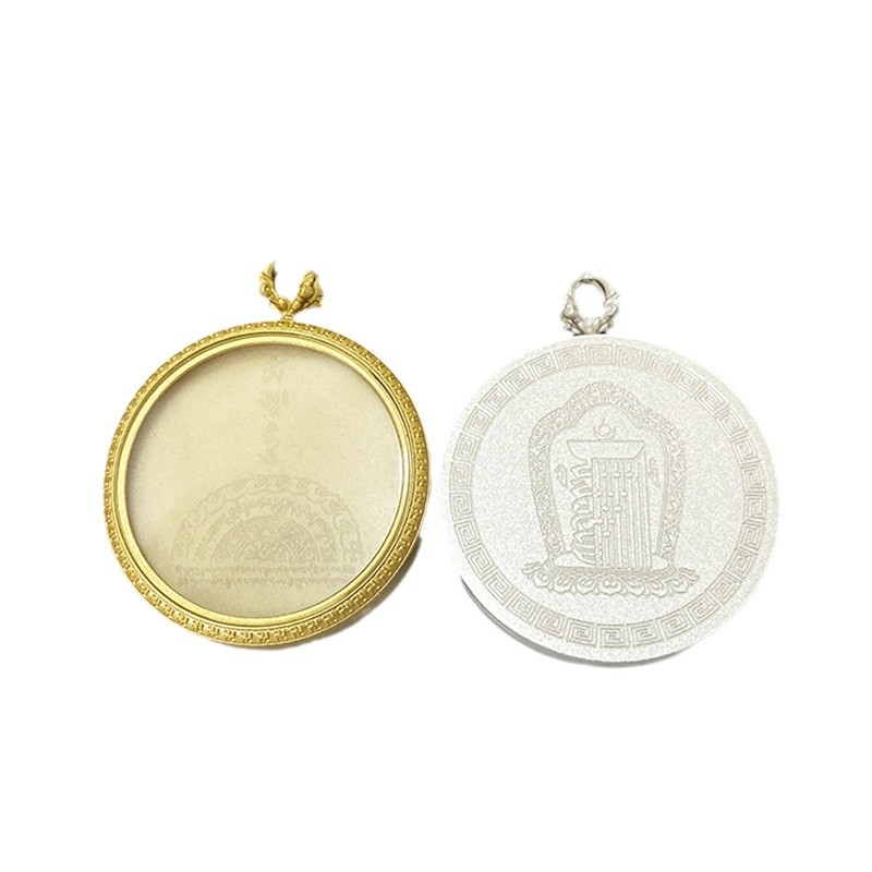 New Xizang Round Thangka Box Gawu Box Multi-size Photo Frame Buddha Brand Travel Memorial Pendant Titanium Steel Factory Wholesale