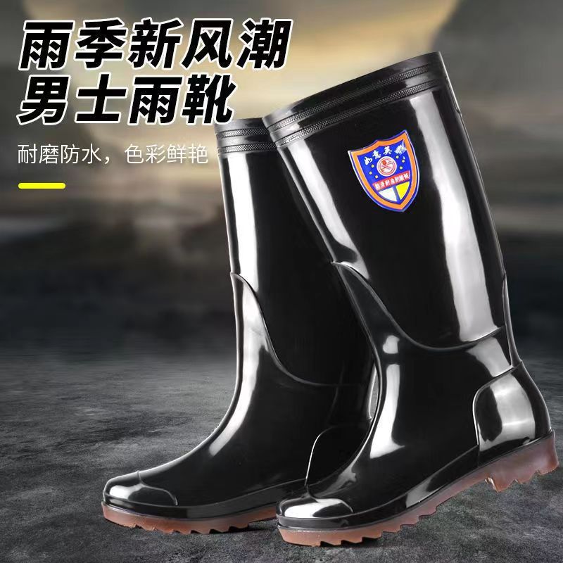 Thickened Rain Boots with Cow Tendon Soles for Men, Non-Slip and Wear-Resistant, Suitable for Construction Sites, Available in High, Medium, and Short Lengths, with Fleece Lining, Waterproof Shoes for Men