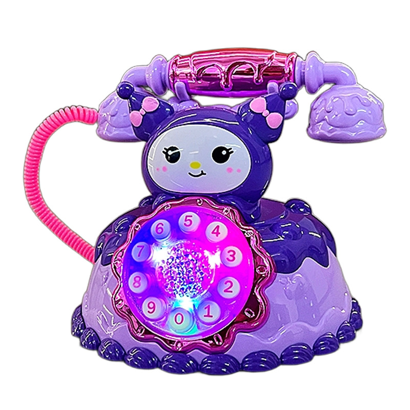 Children's multi-function telephone simulation cartoon retro landline light music early education educational toys stall wholesale