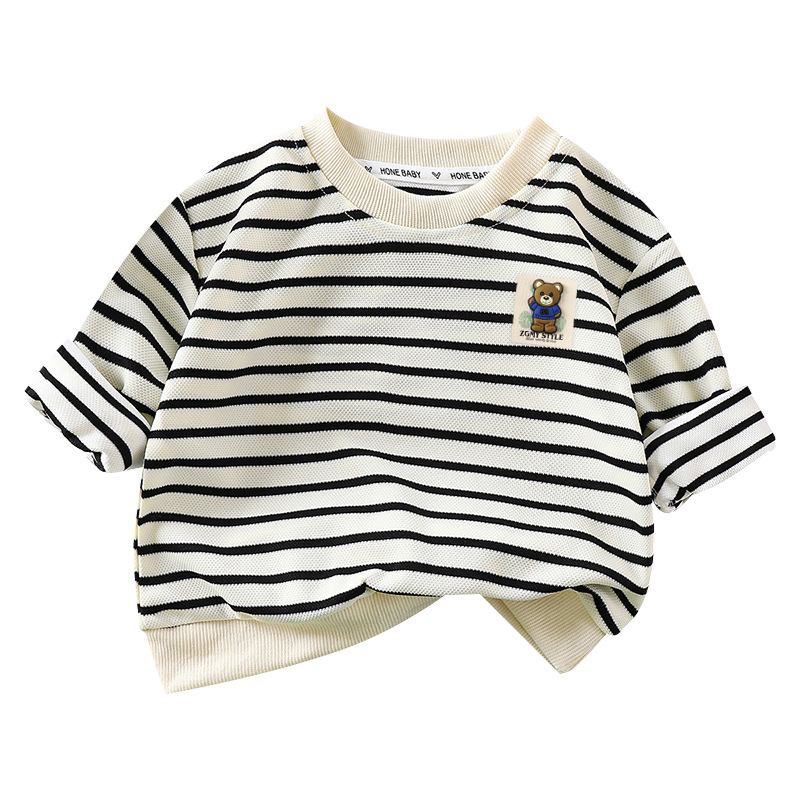 Autumn New 2024 Children's Sweatshirt All-match Western Style Striped Jacket for Boys and Girls