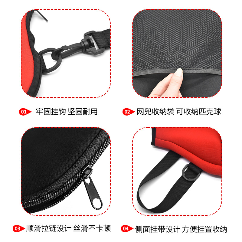 Waterproof Diving Material Racket Cover Tennis Table Tennis Racket Protective Cover Portable Pickleball Racket Bag with Mesh Bag Storage Pocket