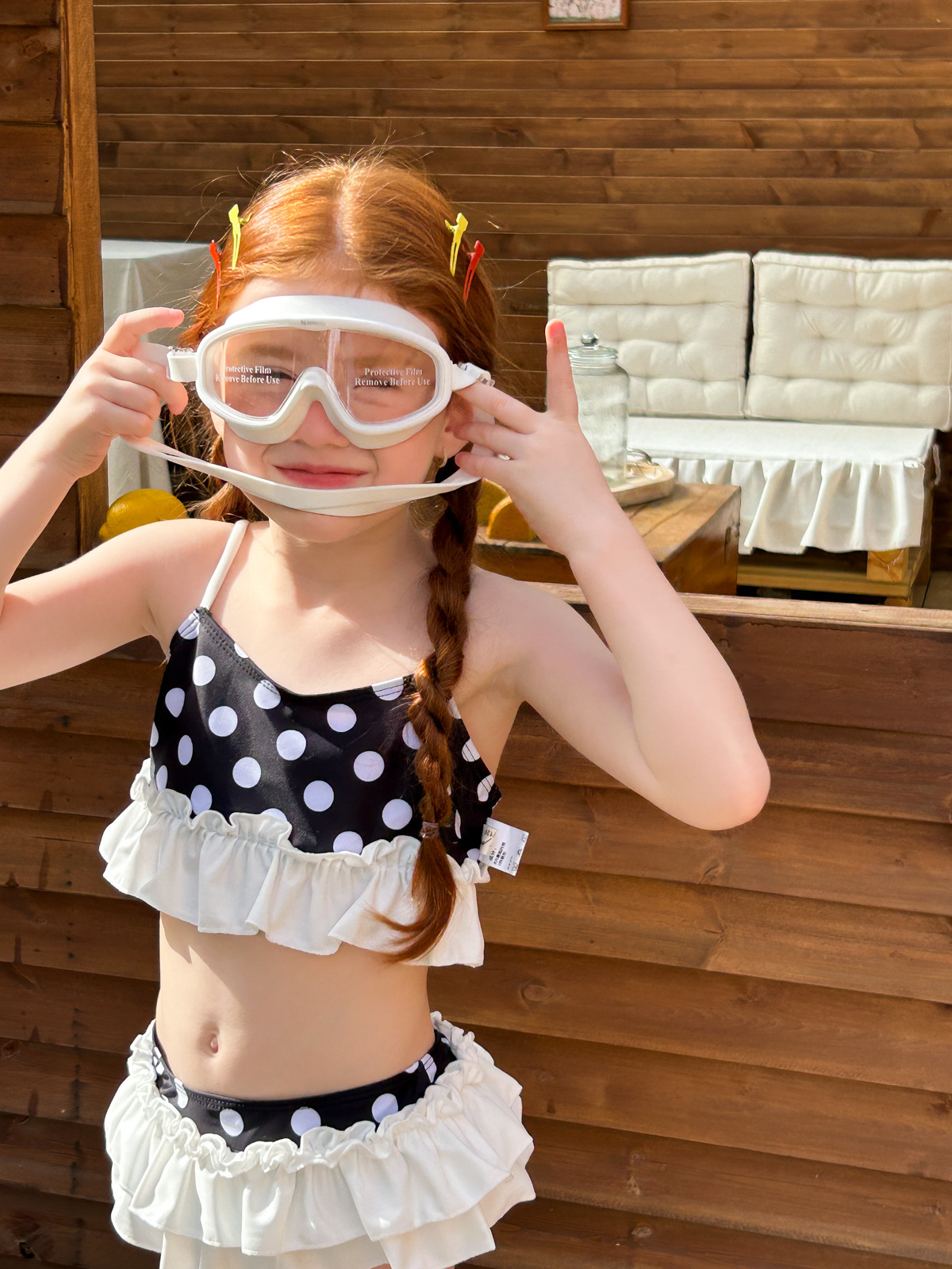 Новый купальник для девочек 2025 в корейском стиле с горошком