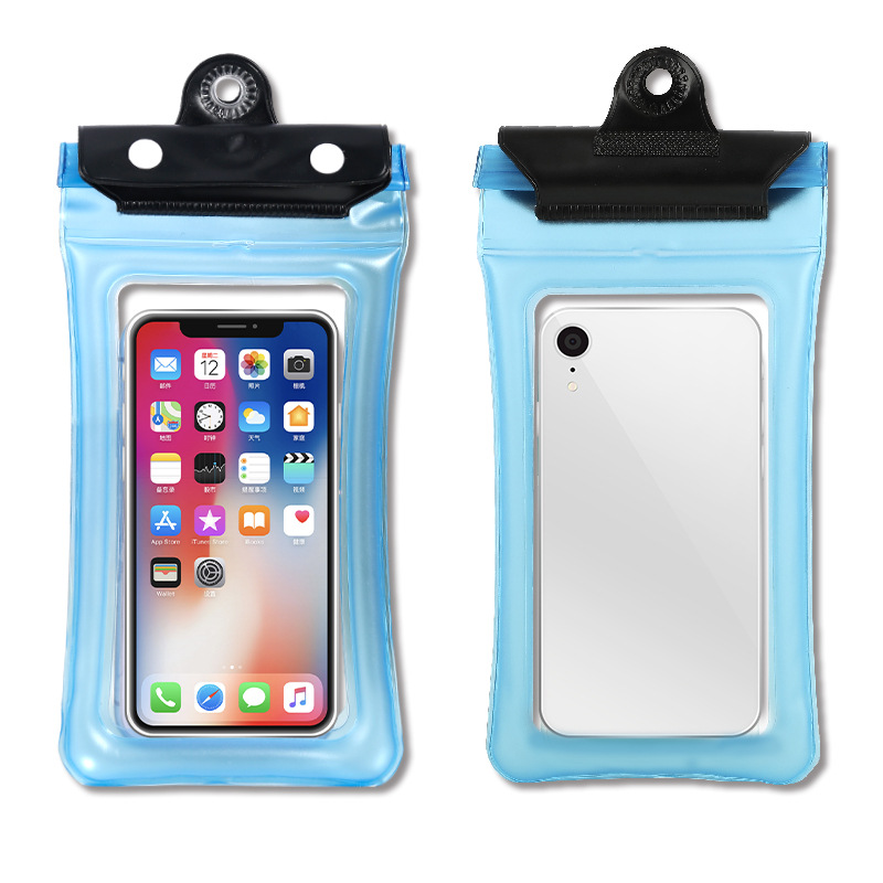 Spot wholesale pvc swimming three-fold mobile phone waterproof bag airbag printable logo hanging neck touch screen diving case