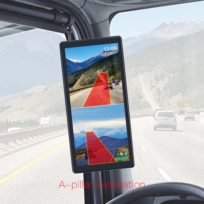 10.36-inch HD Dual-Channel BSD blind area monitoring electronic rearview mirror driving record Starlight night vision sound and light alarm