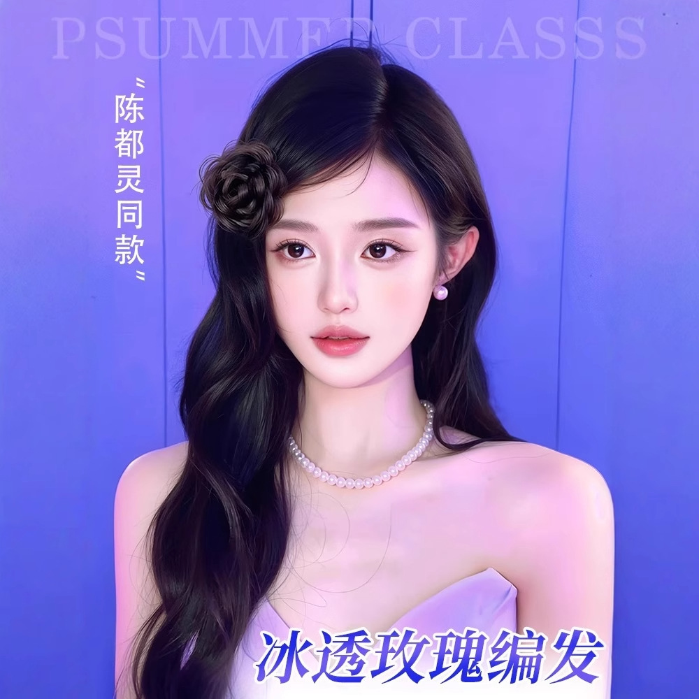 Резинка для волос в стиле ТикТок, ручная работа, цветочная заколка, атмосферный аксессуар, камелия, украшение для бокового пучка