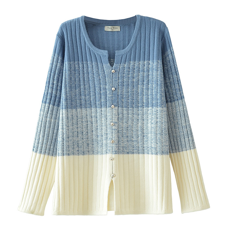 plus size women's autumn fashion gradient small v-neck sweater chubby girl age-reducing slim base sweater 426052