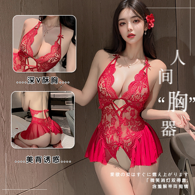 Сексуальное Нижнее Белье Комбинезон для Женщин, Открытый Флап Дразнящие Сексуальные Пижамы, Полый Униформа Искушение Комплект, Эмоциональное Нижнее Белье