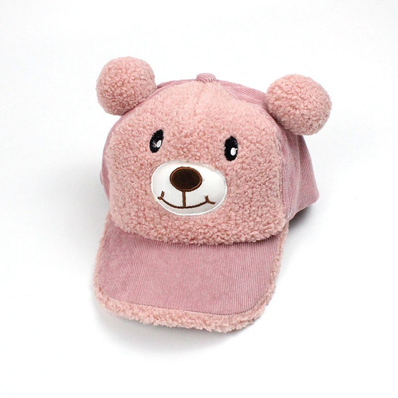 Autumn and winter children's baseball cap bell baseball cap nose will call fleece-lined cartoon cute bear hat classic warm