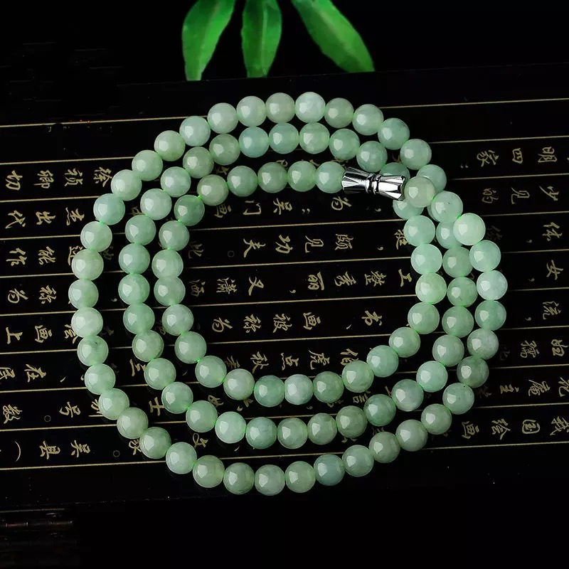 Military Natural Burmese A-Grade Jade Necklace 8mm Bracelet Three-Color Bracelet Wholesale Live Broadcast Fc3102701