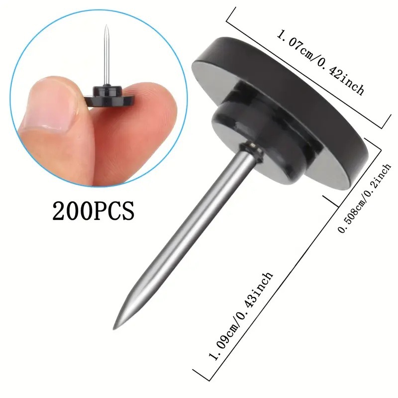 Bulk Black Flat Head Marker Push Pins Photo Picture Felt Decorative Sticky Notes Office Stationery Manufacturer