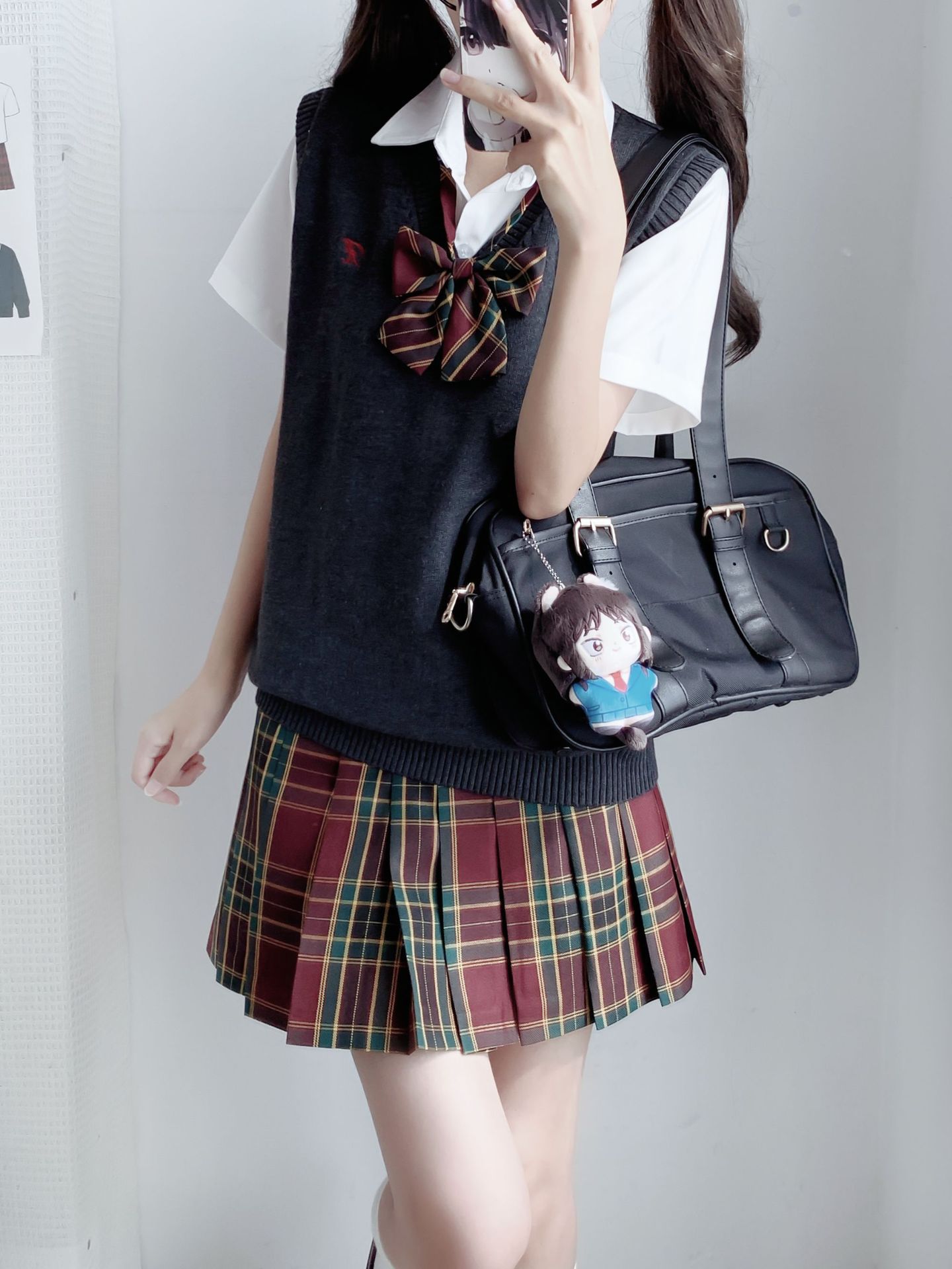 Jk Uniform Spring and Summer Slim-fit High Waist Pleated Skirt School Style Slim-fit All-match Cardigan Paid Skirt Japanese Style College Style suit