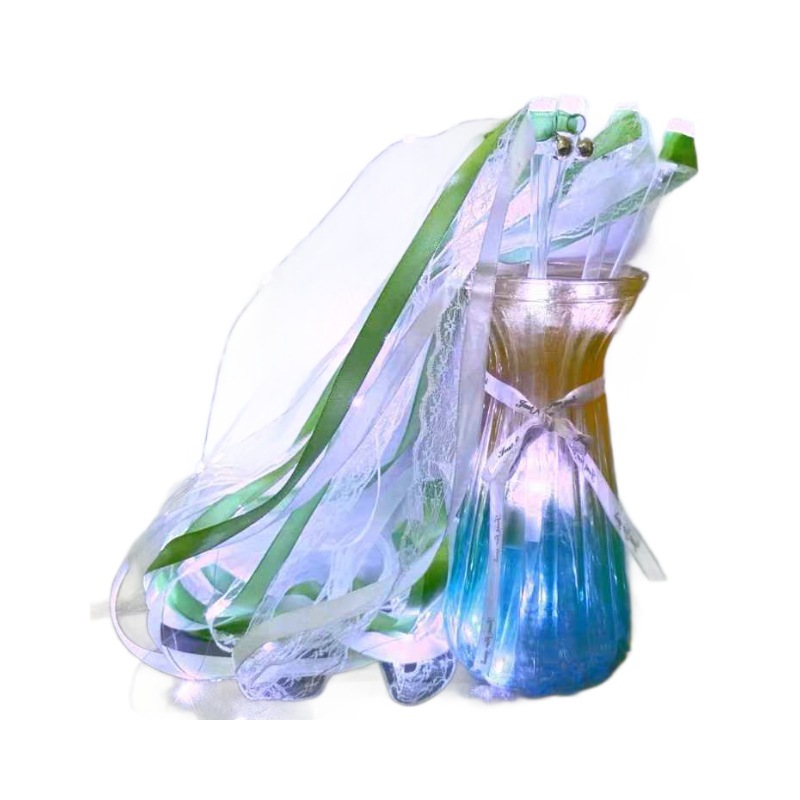 Aliexpress Cross-Border Led Wedding Glowing Ribbon Stick Party Props Glow Stick Glitter Ribbon Glowing Hand Stick