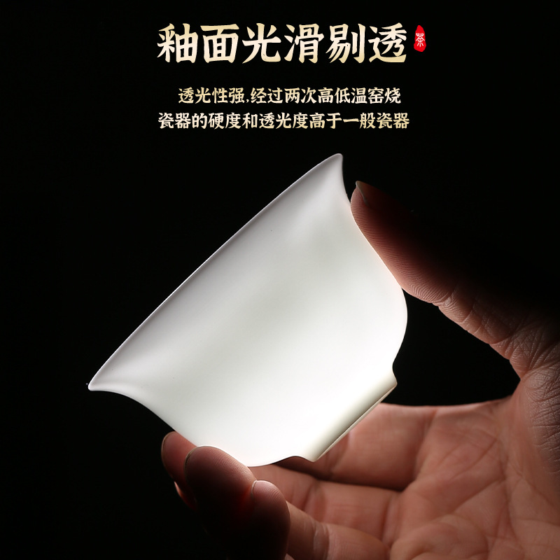 Factory wholesale kung fu tea set suit white porcelain three-cap bowl high white porcelain teacup ceramic portable tea set gift