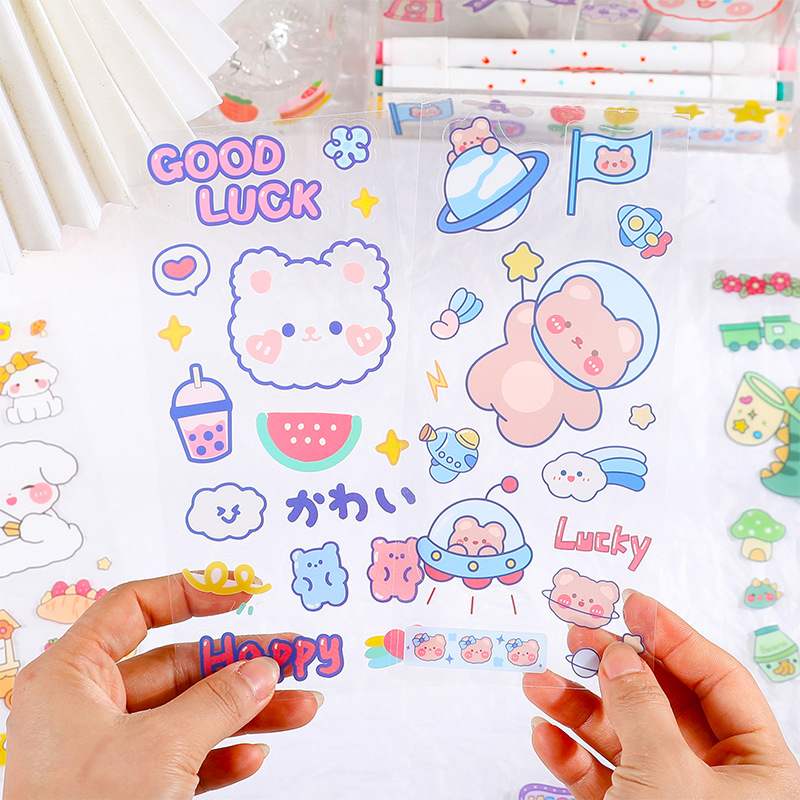 Cartoon Pet Animal Stickers Handbook Card Material Kidsren's DIY Decoration Water Cup Stickers Cute Handbook Stickers Customization