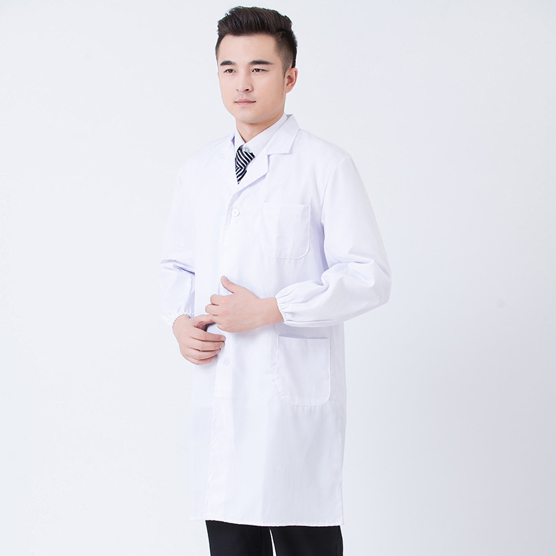 White lab coat long-sleeved short-sleeved doctor's experimental doctor's clothing thin elastic thickened men's and women's nurses long work clothes