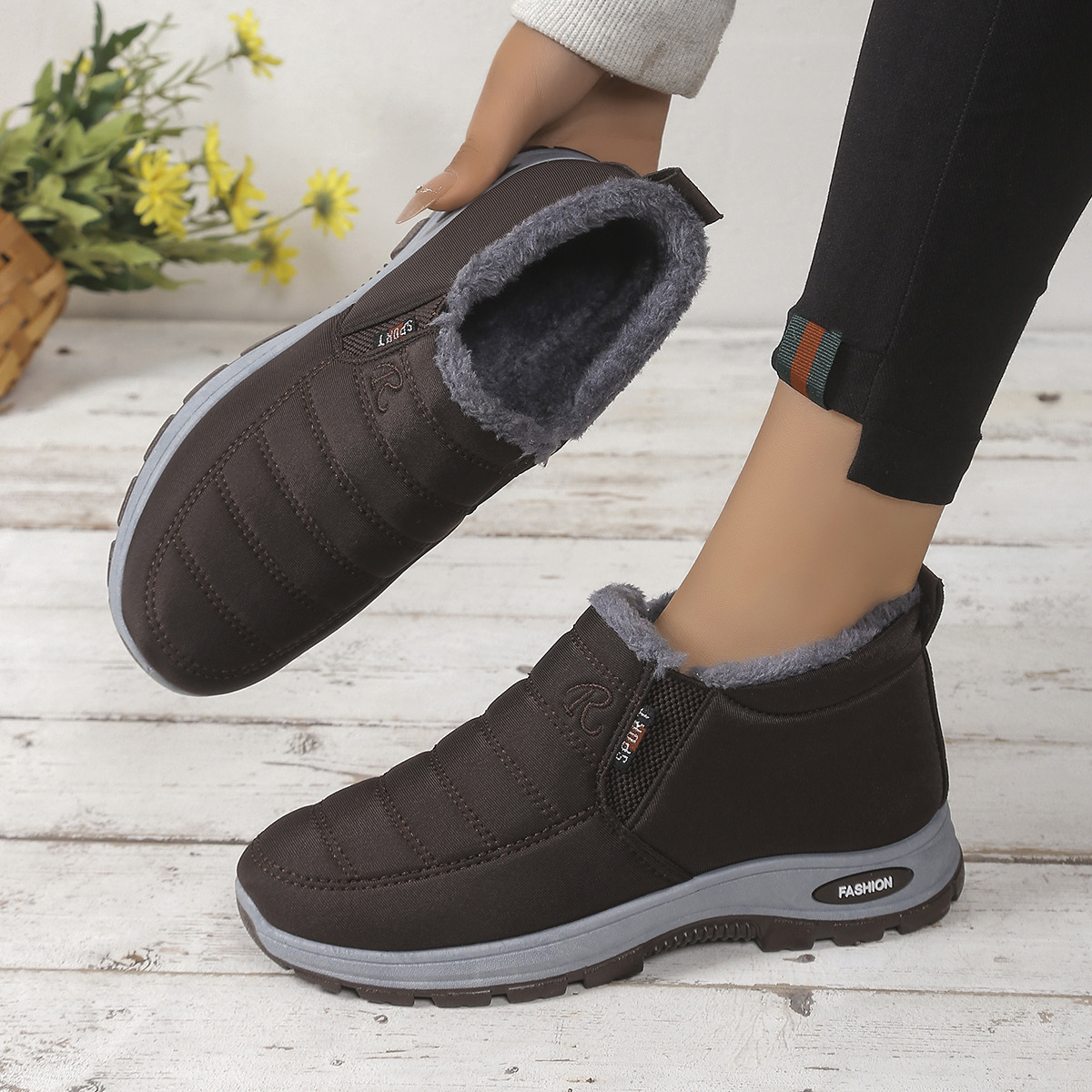 Temu Cross-Border 2025 Export Couple Snow Boots Popular Anti-Slip Short Boots New Cotton Shoes Winter Fleece-Lined and Thickeneding