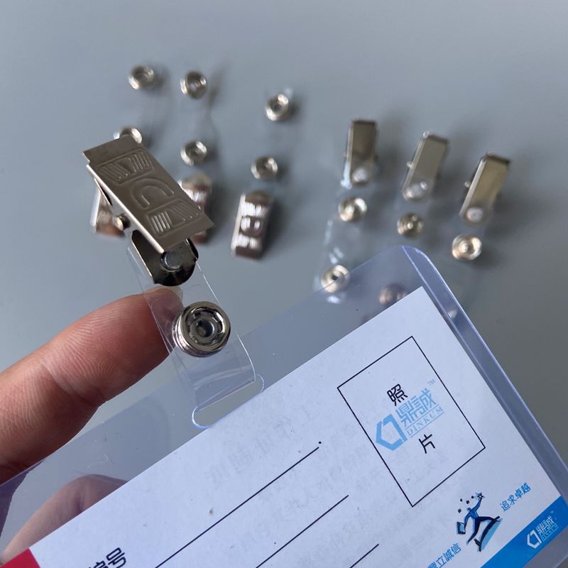 Factory Direct Sales Badge Clip Work Id Clip PVC Metal Clip English Clip Factory Brand Clip Badge Badge Clip
