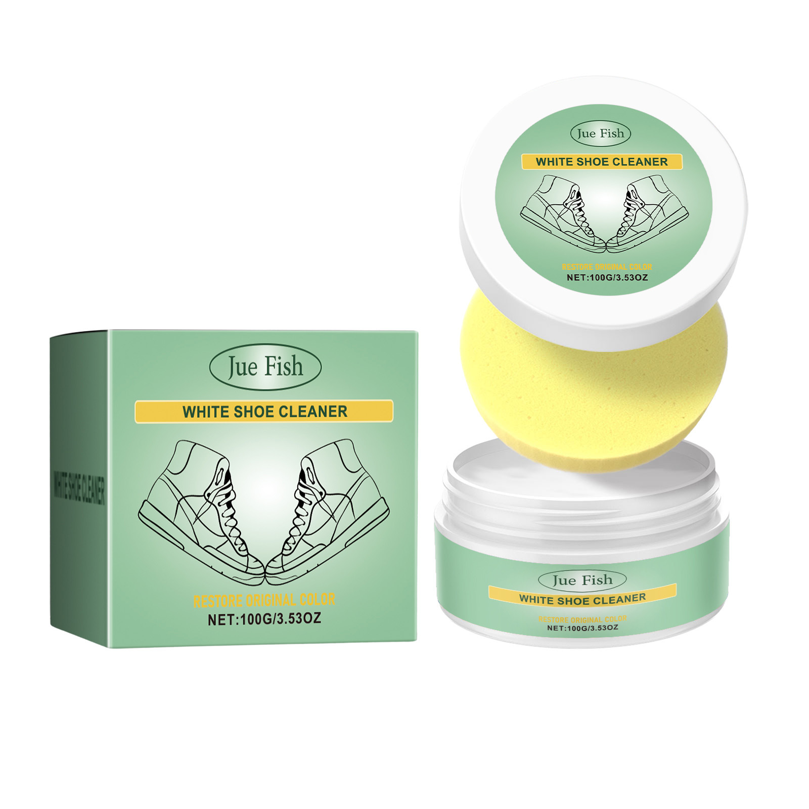 Jue Fish White Shoes Cleaning Cream Cleaning Leather Shoes Leather Bag White Shoes Wash-Free Maintenance Portable Cleaning Cream