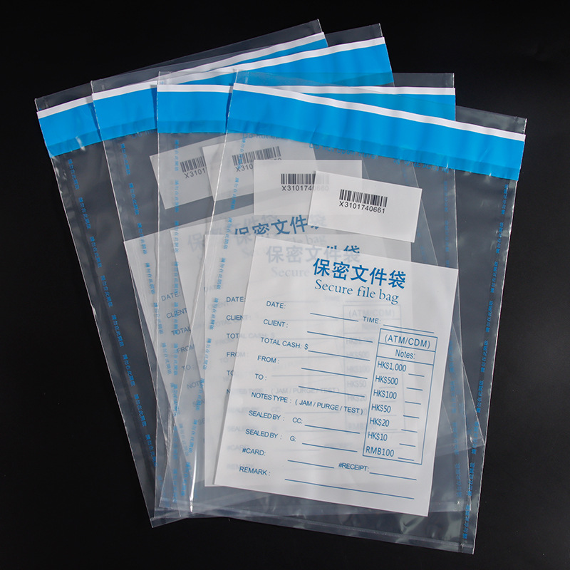 Transparent Pe Anti-Counterfeiting Bag, Confidential Document Bag, Plastic Bag, Receipt Sealing Bag, Tamper-Evident with Message Left Behind, Secure Sealing