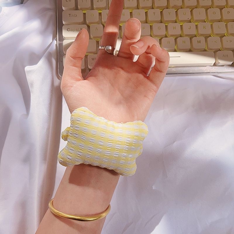 Mouse Pad Small Pillow Elastic Band Wrist Pad Plaid Ins Small Fresh and Sweet Hair Tie Wrist Mouse Holder Wholesale