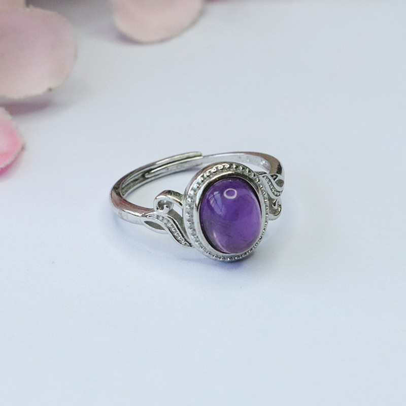 Yuyu Natural Amethyst Ring Purple Color Treasure Ring Vintage Jewelry Factory Wholesale CB3092905