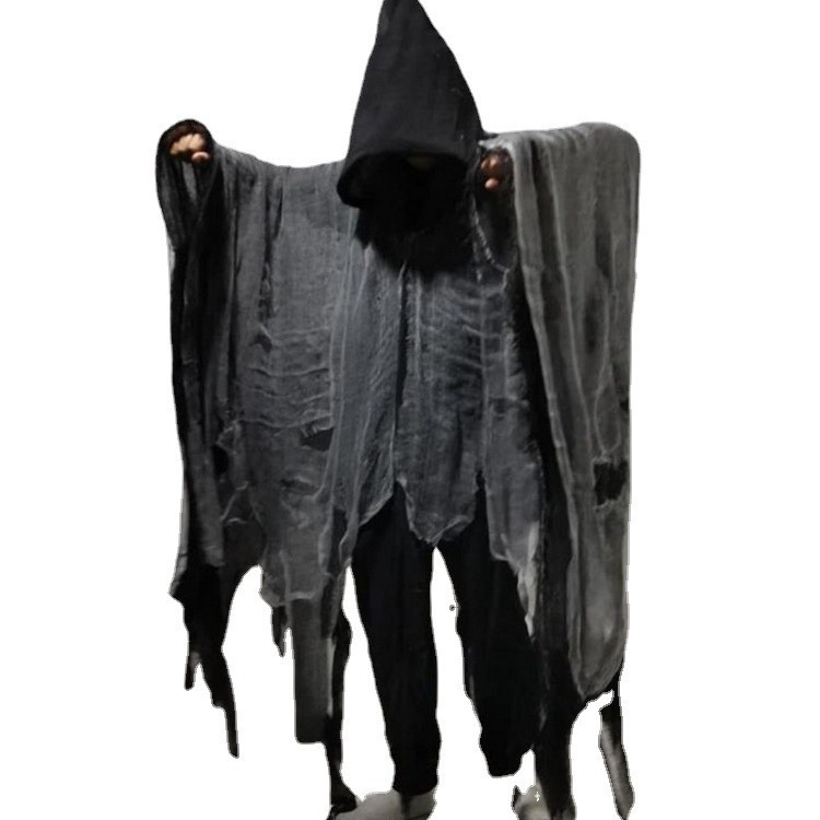 Halloween Cloak Hooded Cloak cosplay Adult Zombie Clothing Skull Tattered Cloak Props Horror Ghost