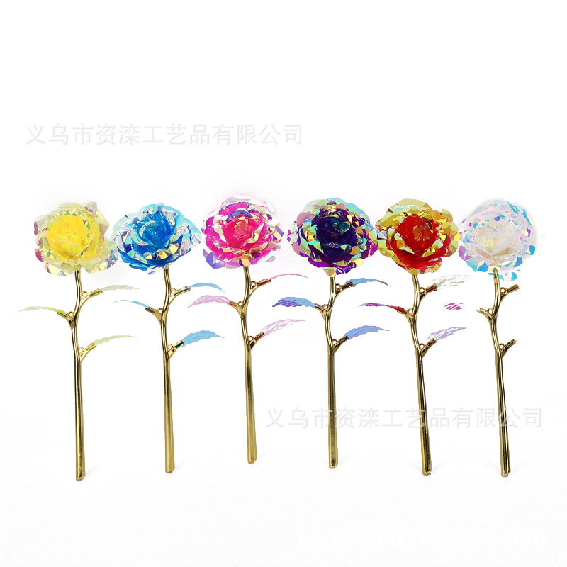 Elbow Gold Foil Flower Valentine's Day Color Gold Rose Cross-Border Foreign Trade Elbow Gold Foil Flower Rose Smile Rose Flower