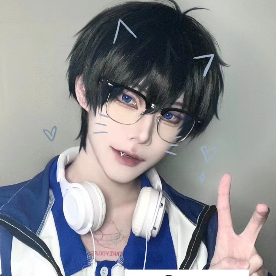 Wigs Men's Short Hair Japanese cos Shitai Universal Young Fake Hair Natural Realistic Fluffy Boys' Daily Full Headgear