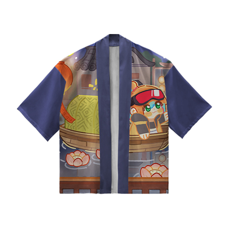 Comic Convention Cosplay Costume Unisex Feathered Cartoon Anime Printed Short-Sleeve Kimono T-Shirt Custom Wholesale