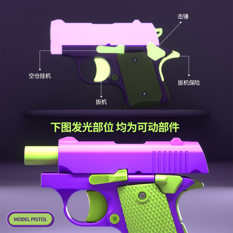 Gravity Cub 1911 Pistol Blow Back Carrot Pistol Mini Carrot Knife D Print Decompression Toy