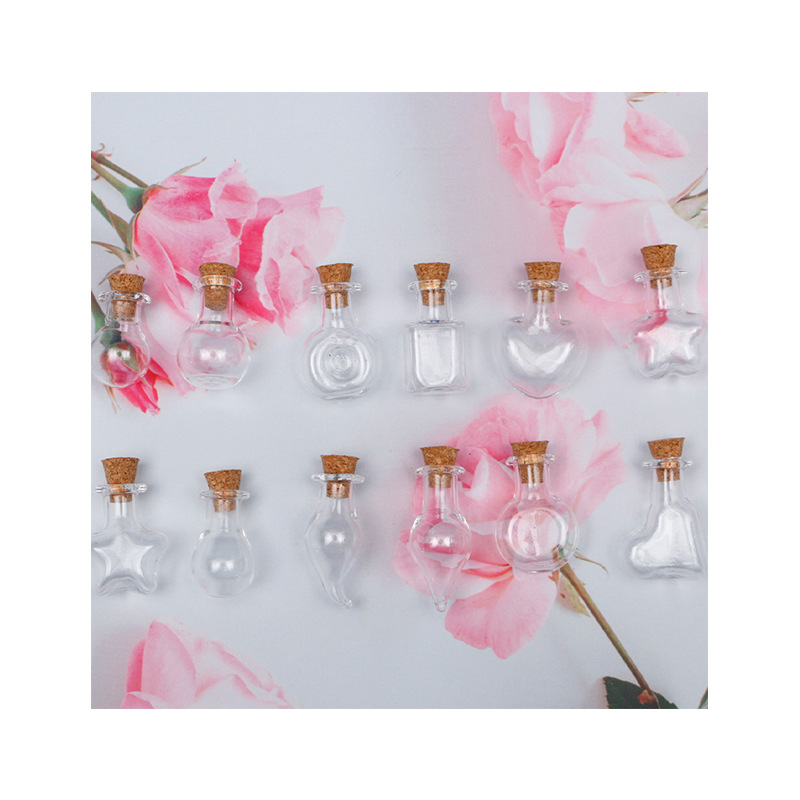Glass Drift Bottle Wishing Bottle Creative Literary Compact Mini Glass Bottle DIY Shape Cork Glass Bottle