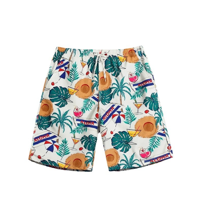 Beach Pants for Men in Hot Springs, Quick-Drying, Loose, Large Size, Men's Five-Point Short Swimming Trunks, Seaside Beach Vacation