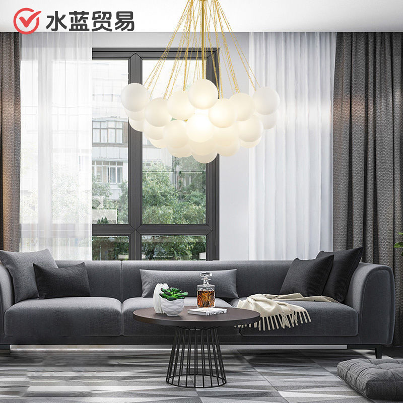 Nordic Cream Style Art Bubble Ball Chandelier Pearl Frosted Glass Lamp Restaurant Lamp Magic Bean Living Room Light Luxury Lamp