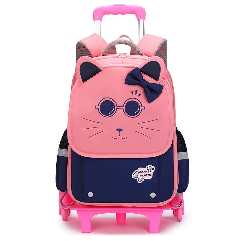 2025 New Trolley Schoolbag Female Primary School Student Schoolbag Candy Color Matching Backpack Spine Protection and Burden Reduction Kidsren's Schoolbag