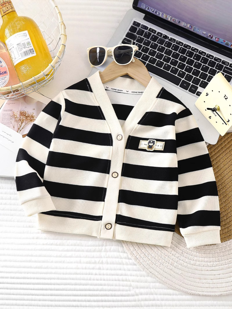 New Boys and Girls Autumn Korean-style Striped All-match Foreign Jacket Autumn Long-sleeved Children's Top