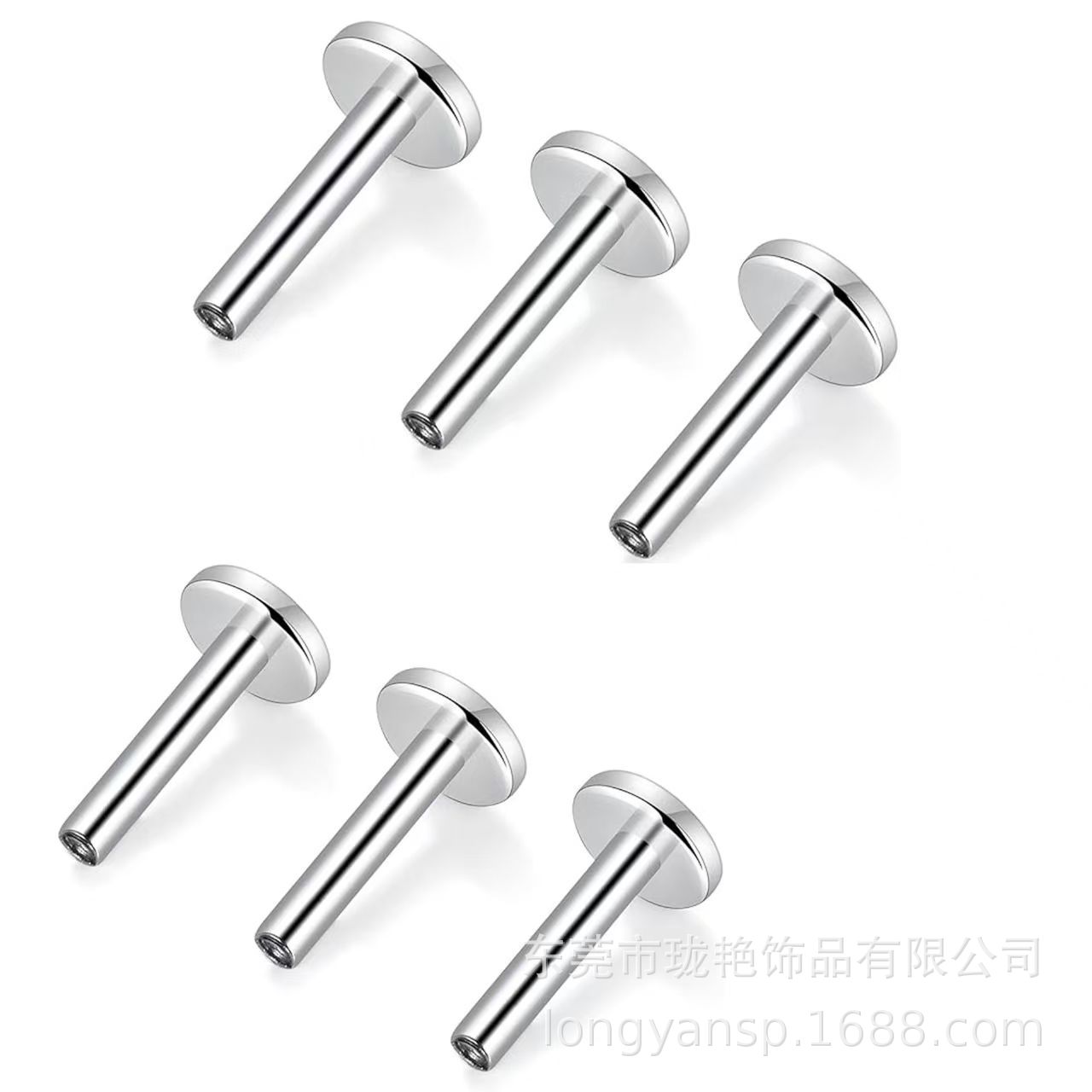 F136 Titanium Alloy Inner Tooth Lip Nail Straight Rod Flats Bottom Ear Bone Nail Inner Thread Ear Nail Replacement Rod Piercing Jewelry Accessories