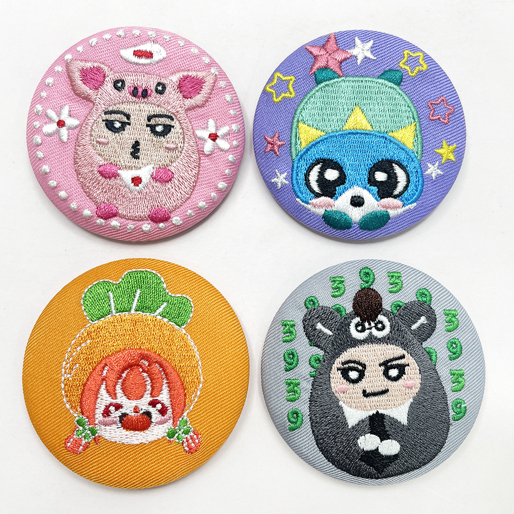 Customized Cartoon Tinplate Embroidered Badge Pin Style Anime Embroidered Cartoon Bar Badge Gift Refrigerator Magnet