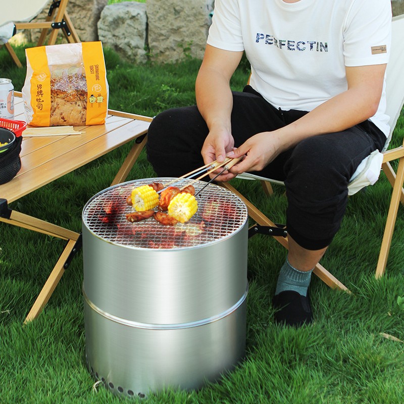 Cross-border hot sale outdoor heating wood stove split stainless steel stove courtyard bonfire smokeless barbecue grill