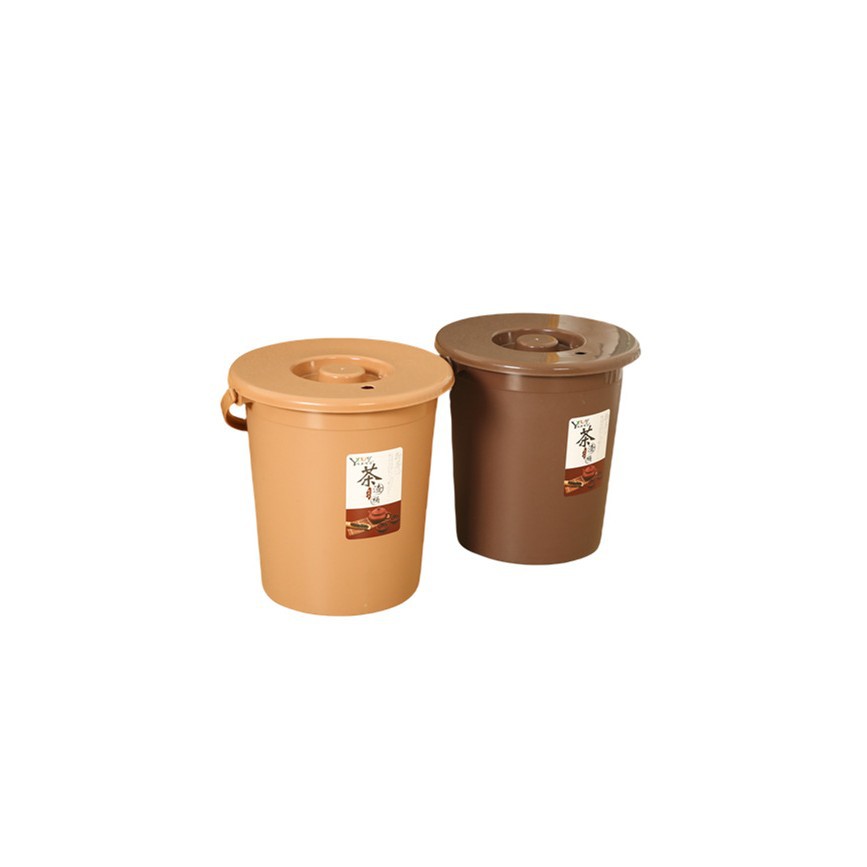 Tea residue bucket round plastic tea bucket with lid tea trash can waste water bucket drainage bucket tea residue separation filter bucket